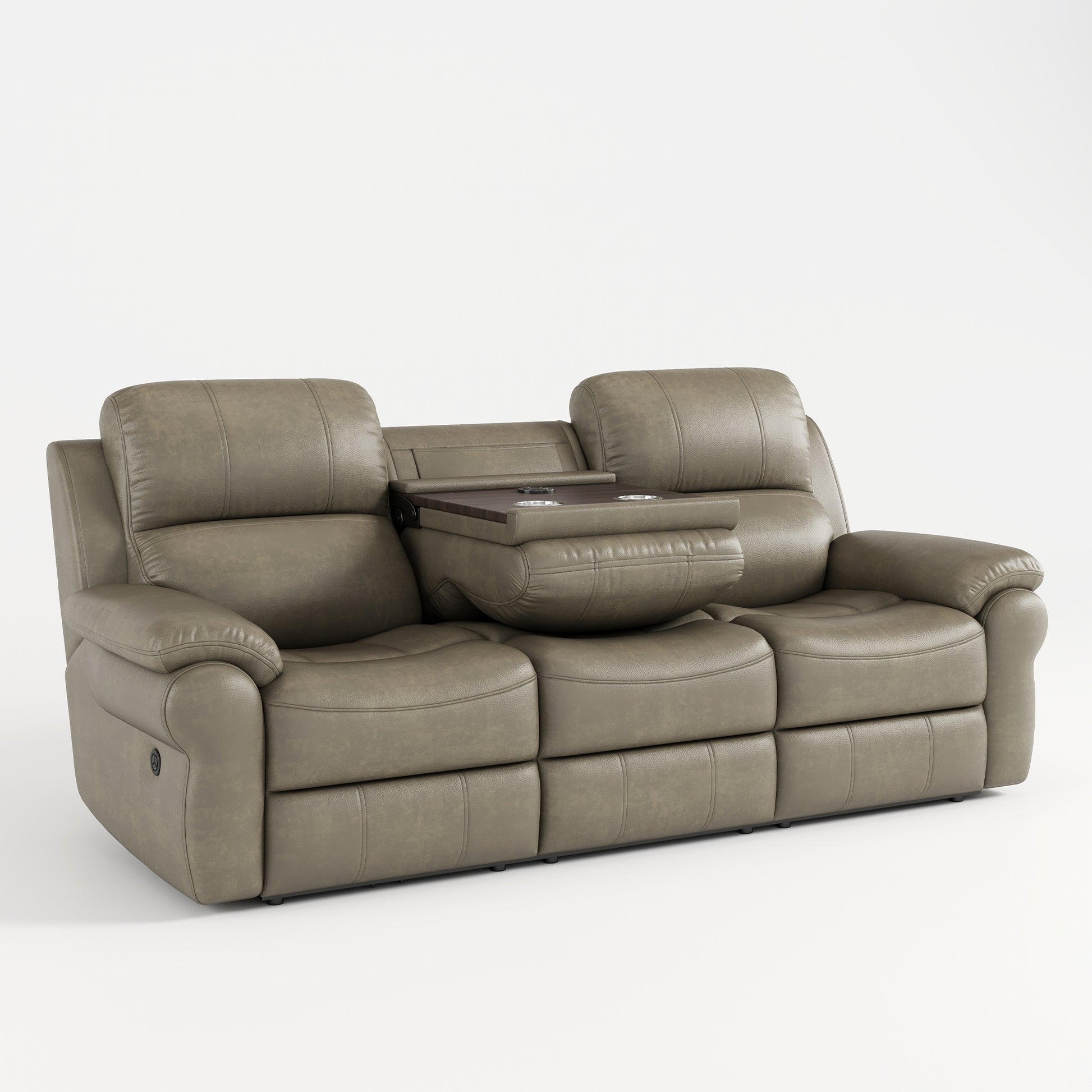 Fabric Power Reclining Sofa With Drop Down Table,Usb Button And Wireless Charger Khaki Khaki Primary Living Space Tech Cloth 3 Seat