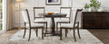 5 Piece Retro Dining Set, Round Table With Pedestal Table Base And 4 Upholstered Chairs For Dining Room And Kitchen Espresso Espresso Solid Wood Mdf