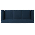 Mirod Comfy 3 Seat Sofa With Wooden Legs, Modern Style For Living Room And Study Navy Blue Fabric 3 Seat