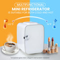 Mini 4L 6 Can, Small Refrigerator For Bedroom, Office, Dorm And Car Portable Cooler & Warmer Compact Fridge For Beverage, Skincare And Food, White White Plastic