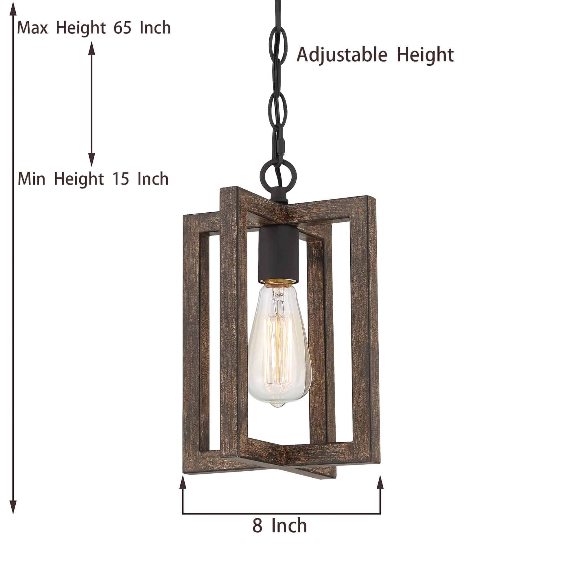 1 Light Steel Lantern Dimmable Farmhouse Pendant Ul Certified Walnut Ceiling Lights Steel Metal