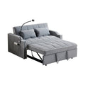 3 In 1 Convertible Sleeper Sofa Couch Bed, Velvet Tufted Loveseat Futon Sofa W Usb&Type C Port Pull Out Bed, Adjustable Backrest,Multi Pockets For Living Room Apartment Small Space Grey Fabric