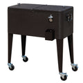 Outsunny 80 Qt Rolling Cooling Bins Ice Chest On Wheels Outdoor Stand Up Drink Cooler Cart For Party, Brown Brown Plastic