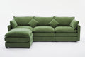 Modular Sectional Sofa, 3 Seater Sofa With Ottoman, Modern L Shaped Sofa For Living Room Bedroom Apartment Green Wood Fabric 4 Seat