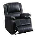 Black Power Recliner With Usb Port Black Faux Leather Power Push Button Wood Primary Living Space Pillow Back Transitional Push Button Eucalyptus Pillow Top Arms Faux Leather