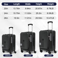 Luggage,With Front Opening,Tsa Approved Lock,Hardshell Suitcase,Black Black Abs Pc