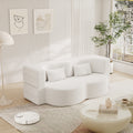 Modern Floor Sofa With 2 Pillows,Convertible Teddy Fabric Foam Filled Sleeper Sofa Bed,15