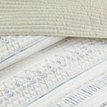 3 Piece Printed Microfiber Seersucker Quilt Set Taupe Blue Full Queen Full Taupe Blue Polyester