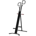 Soozier Folding Vertical Climber Exercise Machine, Height Adjustable Climbing Machine, Stair Stepper With Lcd Monitor And Transport Wheels For Full Body Workout Black Red Steel