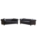 Fx 3 Seats 3 Seats Combo Sofa Modern Living Room Sofa With Solid Wood Frame And Wooden Feet, 4 Cushions, Apartment Sofa Furniture For Living Room, Living Room, Office Black Wood Pine Foam Fabric 6 Seat