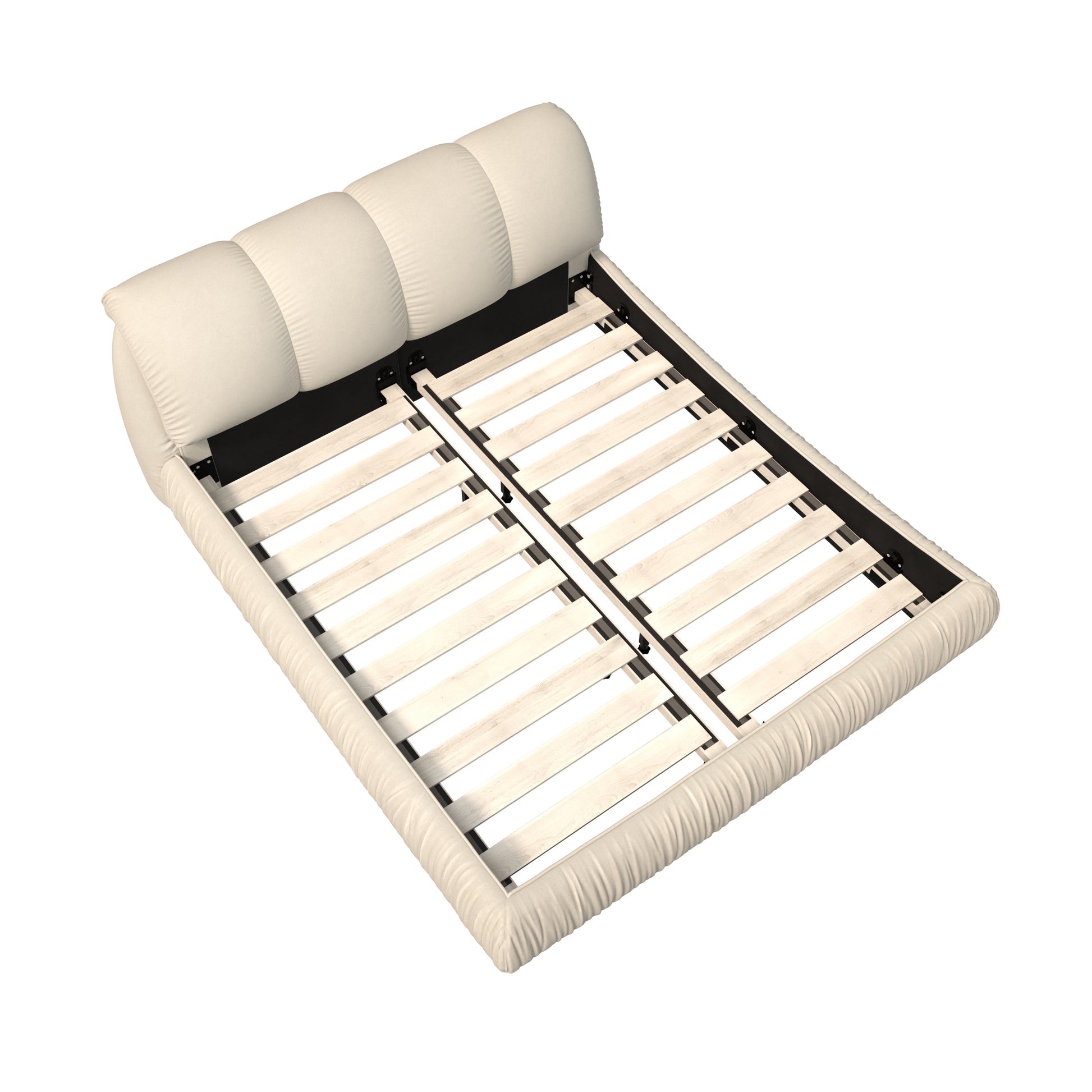 King Size Luxury Upholstered Platform Bed With Oversized Padded Backrest And Solid Wood Frame,Suitable For Multiple Heights Of Mattresses,Beige Old Sku:W1885S00015 Box Spring Not Required King Beige Wood Pine Solid Wood