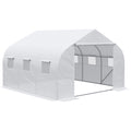 Outsunny 12' X 10' X 7' Walk In Greenhouse, Tunnel Green House With Zippered Mesh Door And 6 Mesh Windows, Gardening Plant Hot House With Galvanized Steel Frame, White White Steel