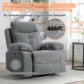 Power Recliner Glider Chair With Bluetooth Speaker 270 Degree Swivel With Led Light Side Arm With Storage Pockets Usb Type C Charging Port Button Control Retractable Footrest Adjustable Backrest Lg Light Grey Linen Power Push Button Metal Primary Living