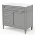 36'' Bathroom Vanity With Medicine Cabinet, Royal Blue Mirror Cabinet, Modern Bathroom Storage Cabinet With 2 Soft Closing Doors And 4 Drawers, Single Sink Bathroom Vanity 4 Grey 2 5 Bathroom Wall Mounted Solid Wood Mdf Resin Painted