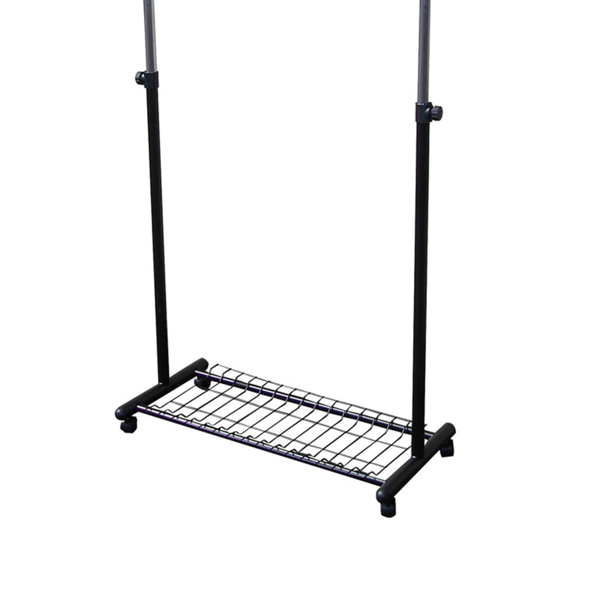 66" Tall Metal Coat Rack With Black Finish Black Wood