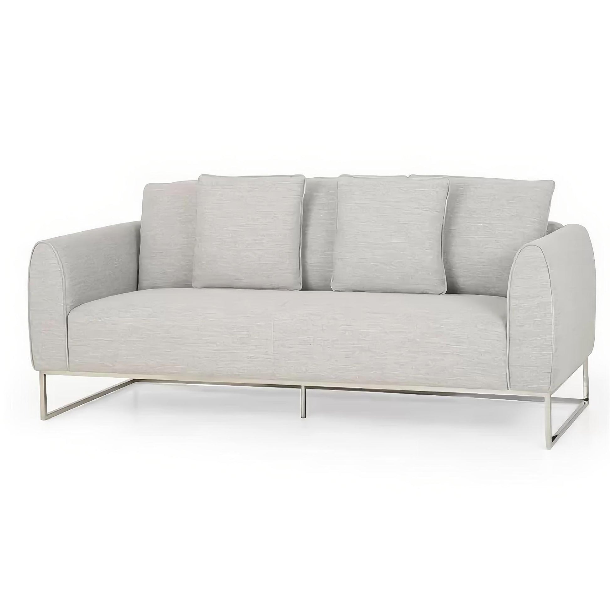 Comfortable And Stylish 82.75" Gray Fabric 2 Seater Sofa With Silver Legs And Soft Upholstery, Extra Deep Seats, For Small Space, Living Room, Office Apartment Gray, Fabric Gray Wood Primary Living Space Medium Soft Cushion Back Light Duty