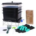 Worm Farm Composting Bin, 4 Tray Worm Compost Bin For Recycling Food Waste At Home 4 Tray 20L Black Plastic