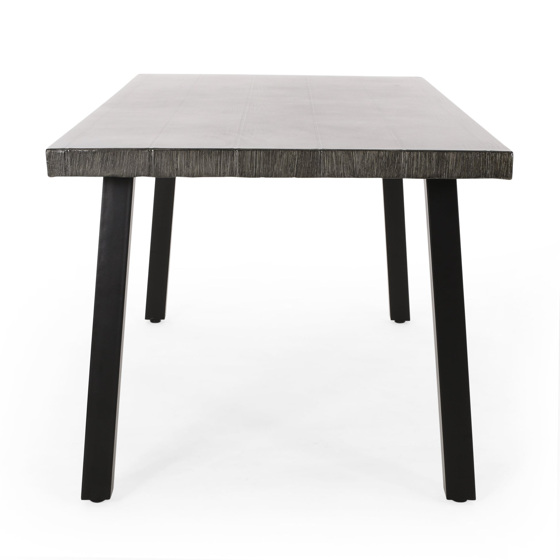 Outdoor Modern Industrial Aluminum Dining Table, Gray, Matte Black Grey Aluminium