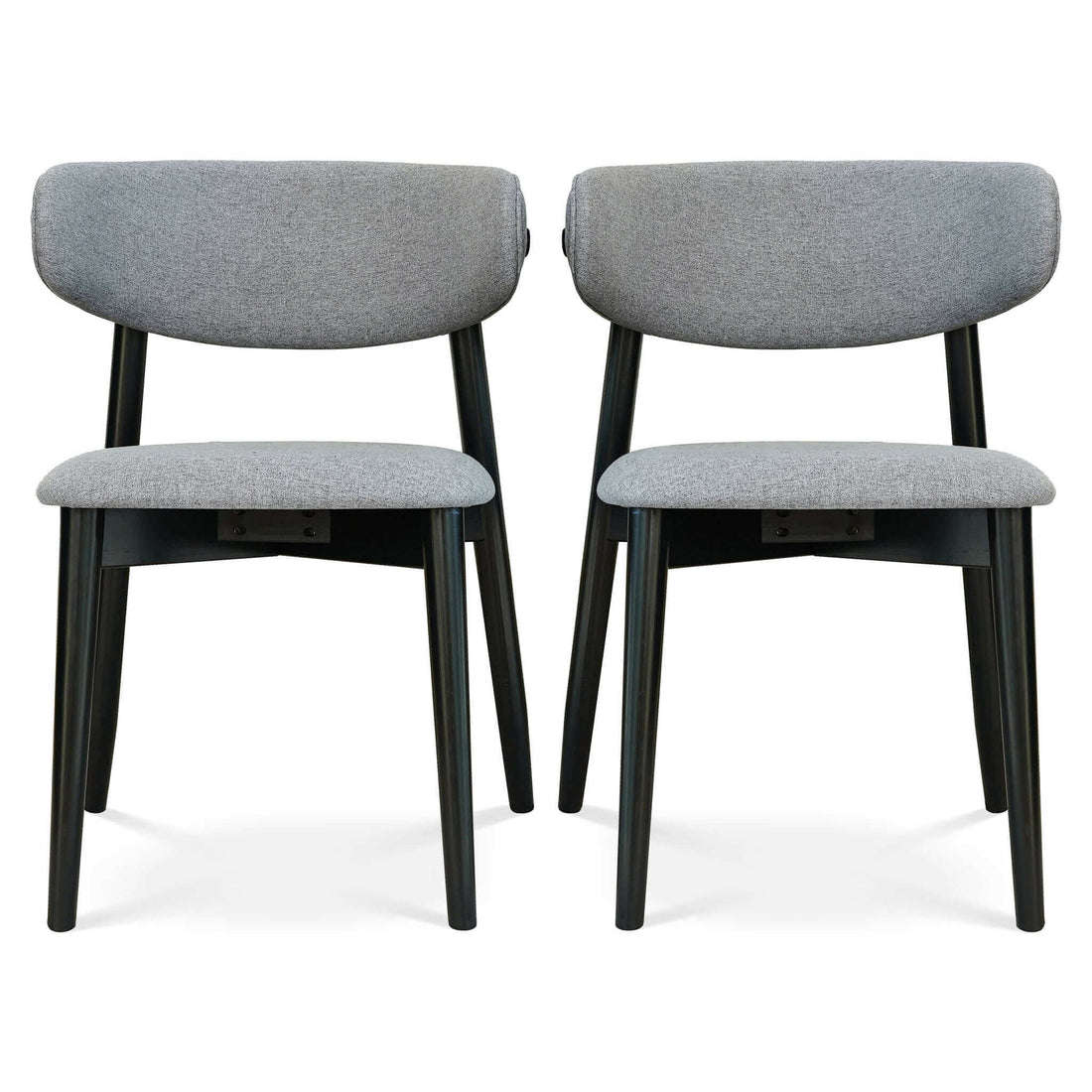 Korbin Grey Fabric Dining Chair Set Of 2 Solid Black,Light Gray Espresso Dining Room Foam Wipe Clean Mid Century Modern Dining Chairs Rubberwood Foam Fabric,Solid Wood