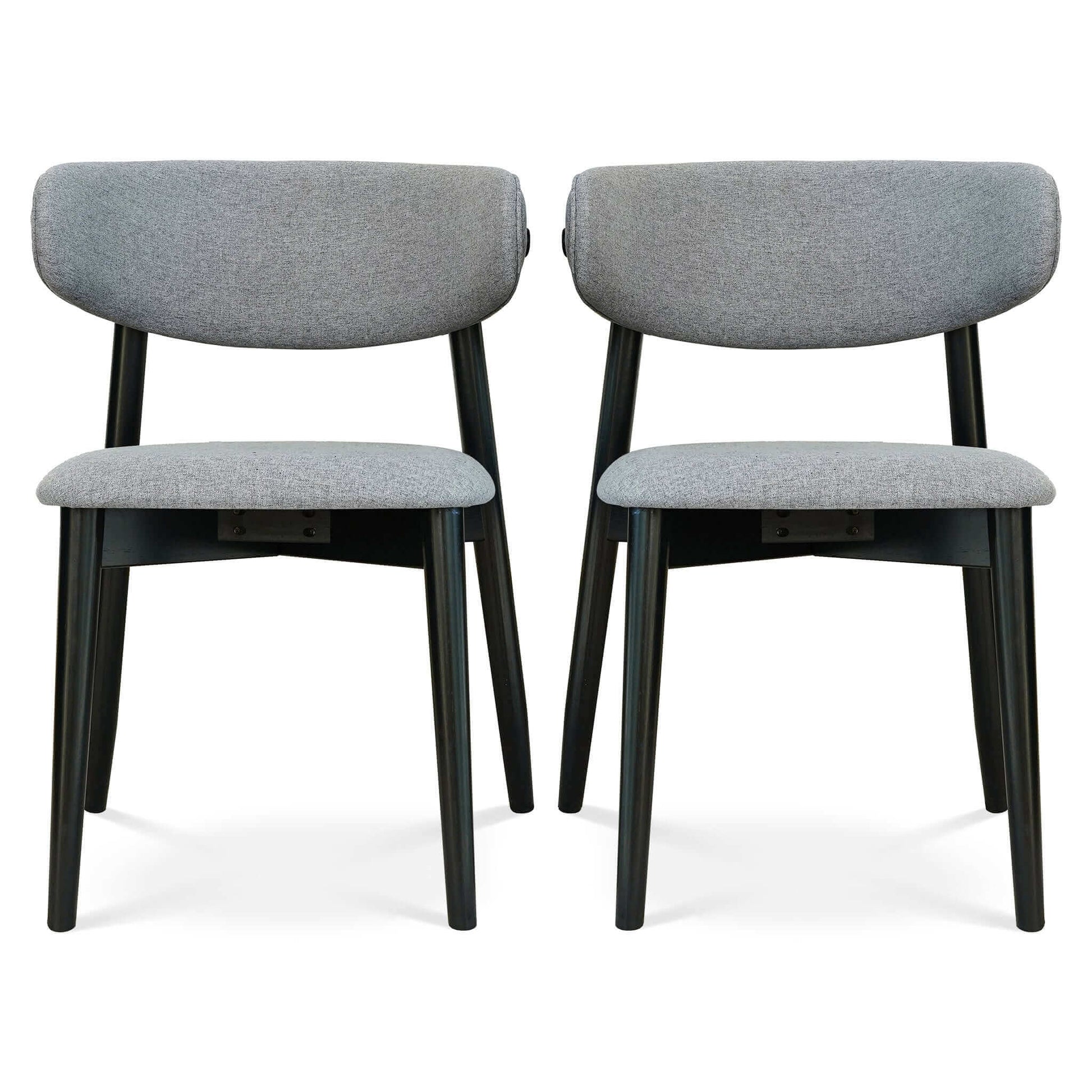 Korbin Grey Fabric Dining Chair Set Of 2 Solid Black,Light Gray Espresso Dining Room Foam Wipe Clean Mid Century Modern Dining Chairs Rubberwood Foam Fabric,Solid Wood