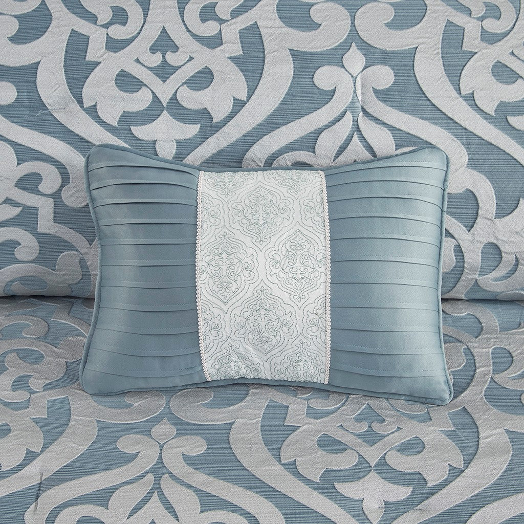 8 Piece Jacquard Comforter Set Aqua Silver King King Aqua Silver Polyester