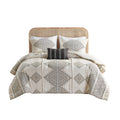 4 Piece Printed Comforter Set With Throw Pillow Black Ivory Full Queen Full Black Ivory Polyester