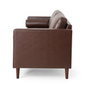 Mirod Comfy 3 Seat Sofa With Wooden Legs, Pu, For Living Room And Study Dark Brown Pu 3 Seat