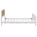 Traditional Style Rattan King Size Bed Frame,No Box Spring Needed,Antique White Box Spring Not Required King Antique White Wood Bedroom Traditional,Vintage Bed Frame Wood