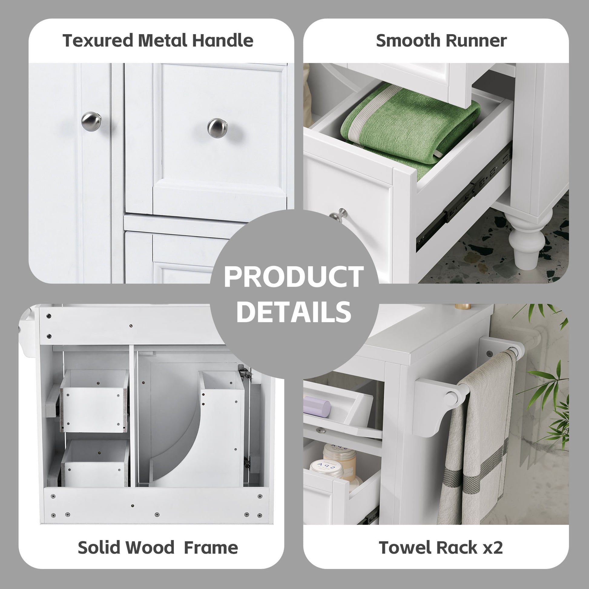 30'' Bathroom Vanity With Top Sink, Modern Bathroom Storage Cabinet With 2 Drawers And A Tip Out Drawer, Single Sink Bathroom Vanity Same As Sw000143Aak White Bathroom Modern Solid Wood Mdf Resin
