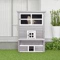 Pawhut 3 Story Cat House Feral Cat Shelter, Outdoor Kitten Condo With Raised Floor, Asphalt Roof, Escape Doors, Jumping Platforms, Grey Grey Wood