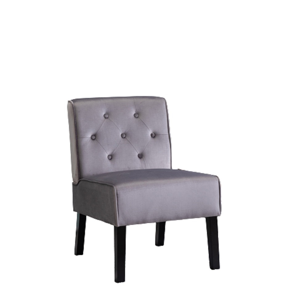 Reese 53" 2Piece Living Room Armless Button Tufted Pattern Accent Chair With Velvet Fabric And Premium High Density Foam Cushion, Grey Grey Velvet