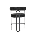 Coolmore Bar Stools Set Of 2, Modern Bar Stool With Back, Black Metal Frames, Upholstered Bar Stools For Kitchen Island, Pub, Club Black Chenille Black Foam Chenille