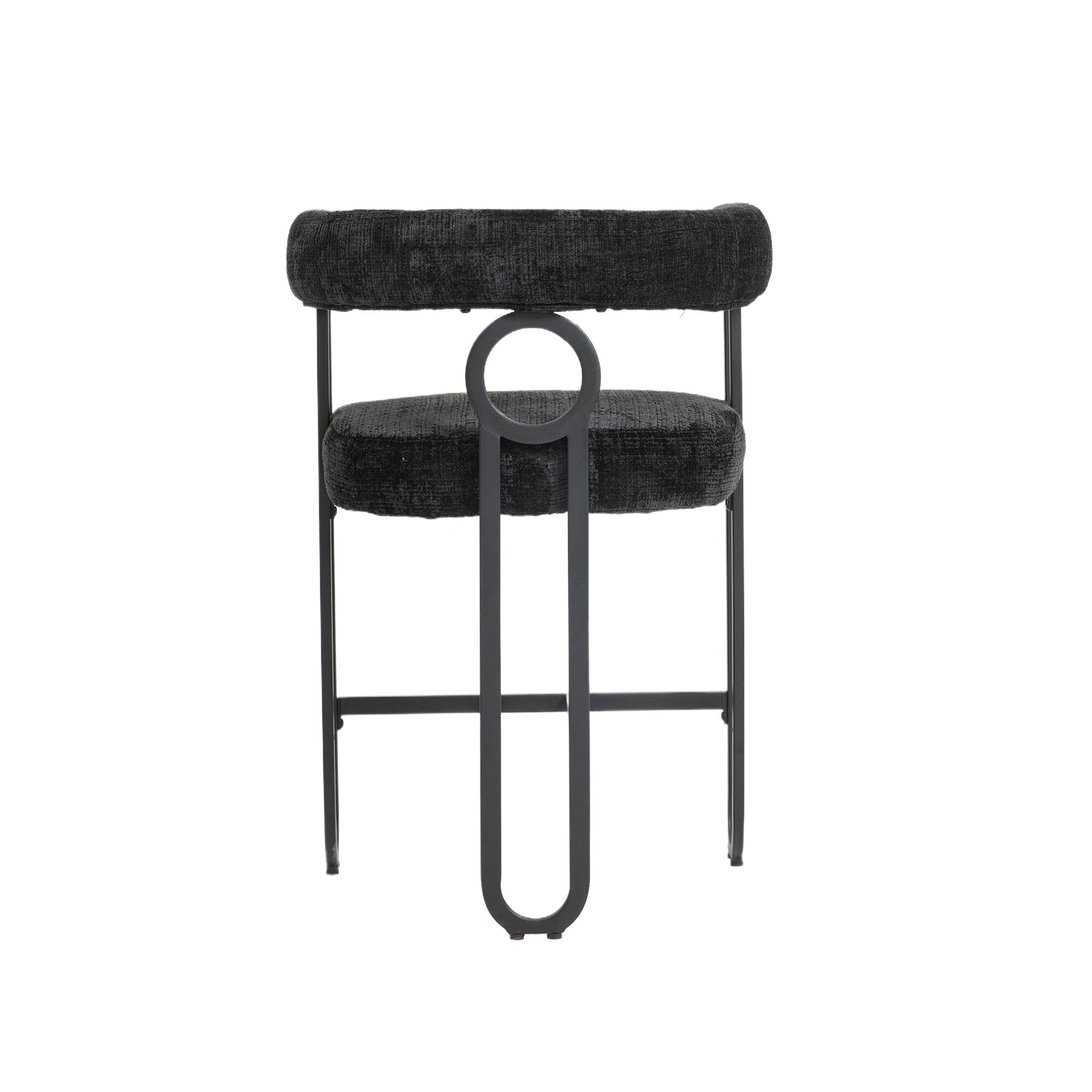 Coolmore Bar Stools Set Of 2, Modern Bar Stool With Back, Black Metal Frames, Upholstered Bar Stools For Kitchen Island, Pub, Club Black Chenille Black Foam Chenille