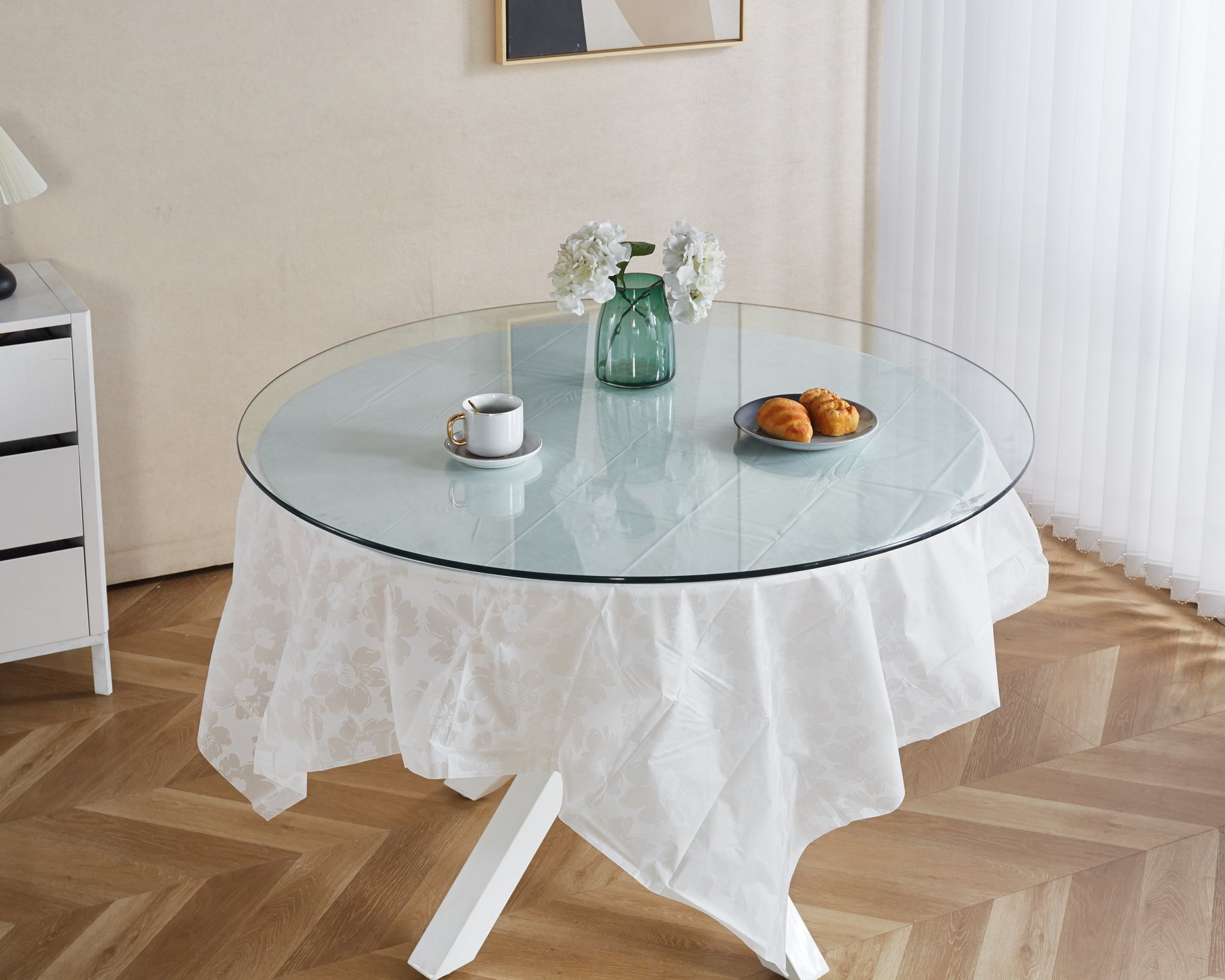 Tempered Clear Glass Top.107Cm Clear Glass
