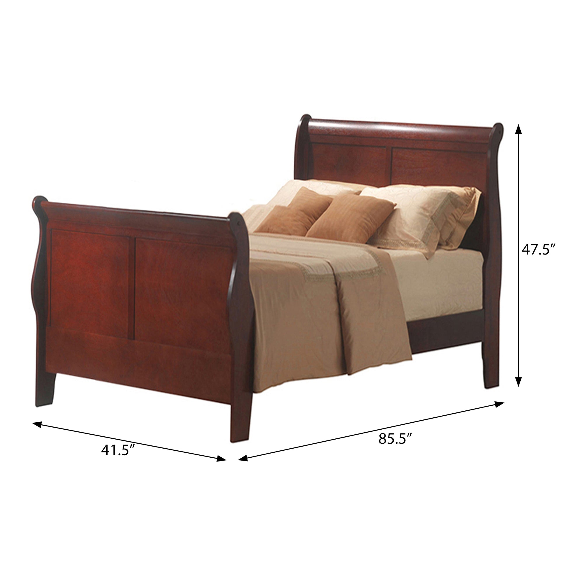 Cherry Twin Bed Box Spring Required Twin Cherry Wood Brown Wood