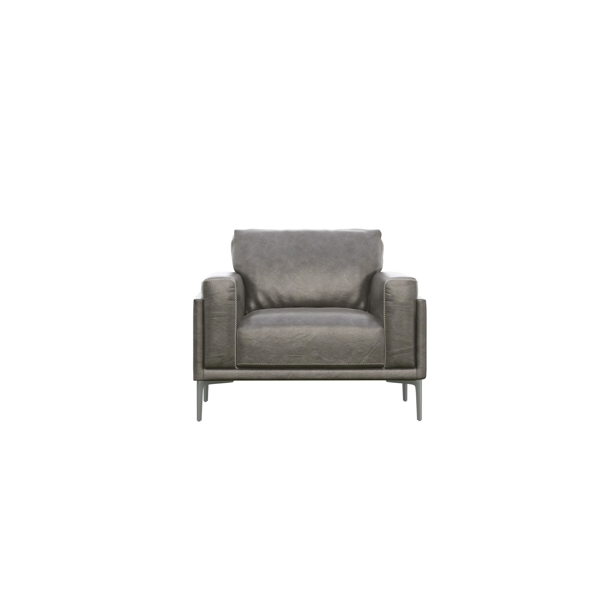 Onyx Gray Leather Chair Dark Gray Primary Living Space Foam Genuine Leather
