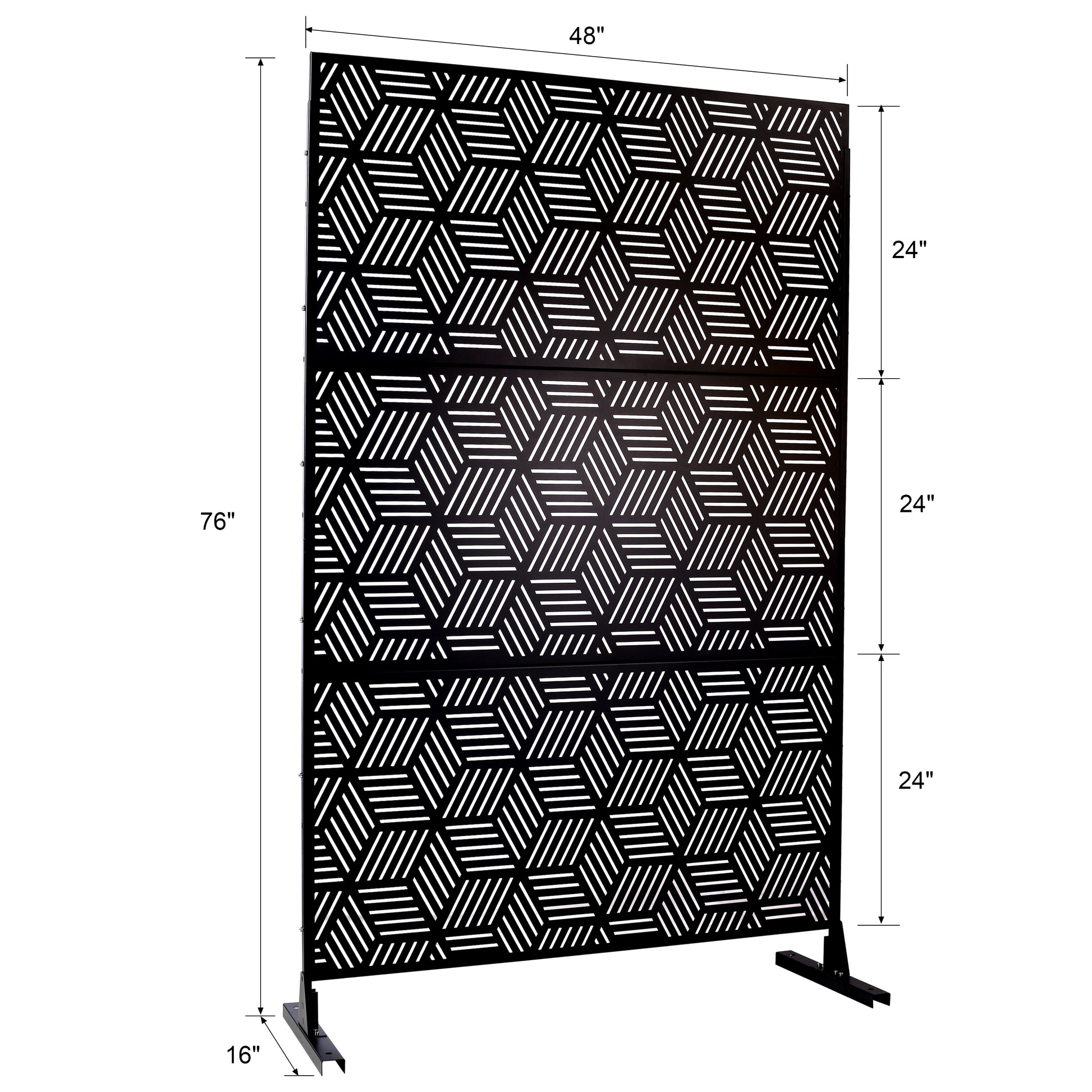 Outdoor & Indoor Privacy Screen Metal Privacy Screen 76" H 48" W, Freestanding Decorative Privacy Screen For Deck Balcony Patio, Privacy Fence Panels For Outside Lawn Garden Ps116 Black Black Steel