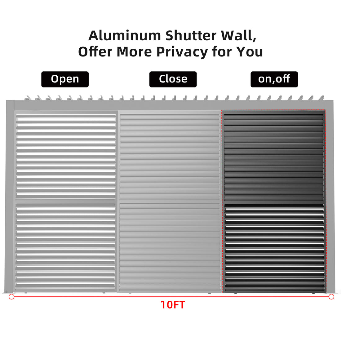 9720 Louver Grille 1 3 10Ft Aluminum Frame & Louvers Black Aluminium