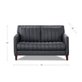 Ennis Leather Loveseat Gunmetal Down Filling Genuine Leather