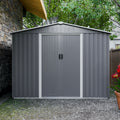 8X6 Ft Outdoor Tool Storage Shed With Metal Foundation & Lockable Doors, All Weather Metal Sheds For Garden, Patio, Backyard, Lawn, Gray Gray Metal