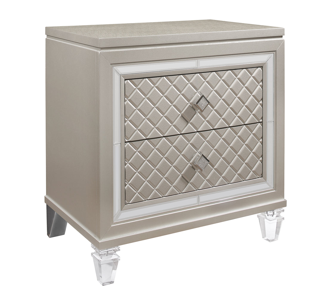 Cross Glam Champagne Nightstand Champagne Solid Wood Mdf