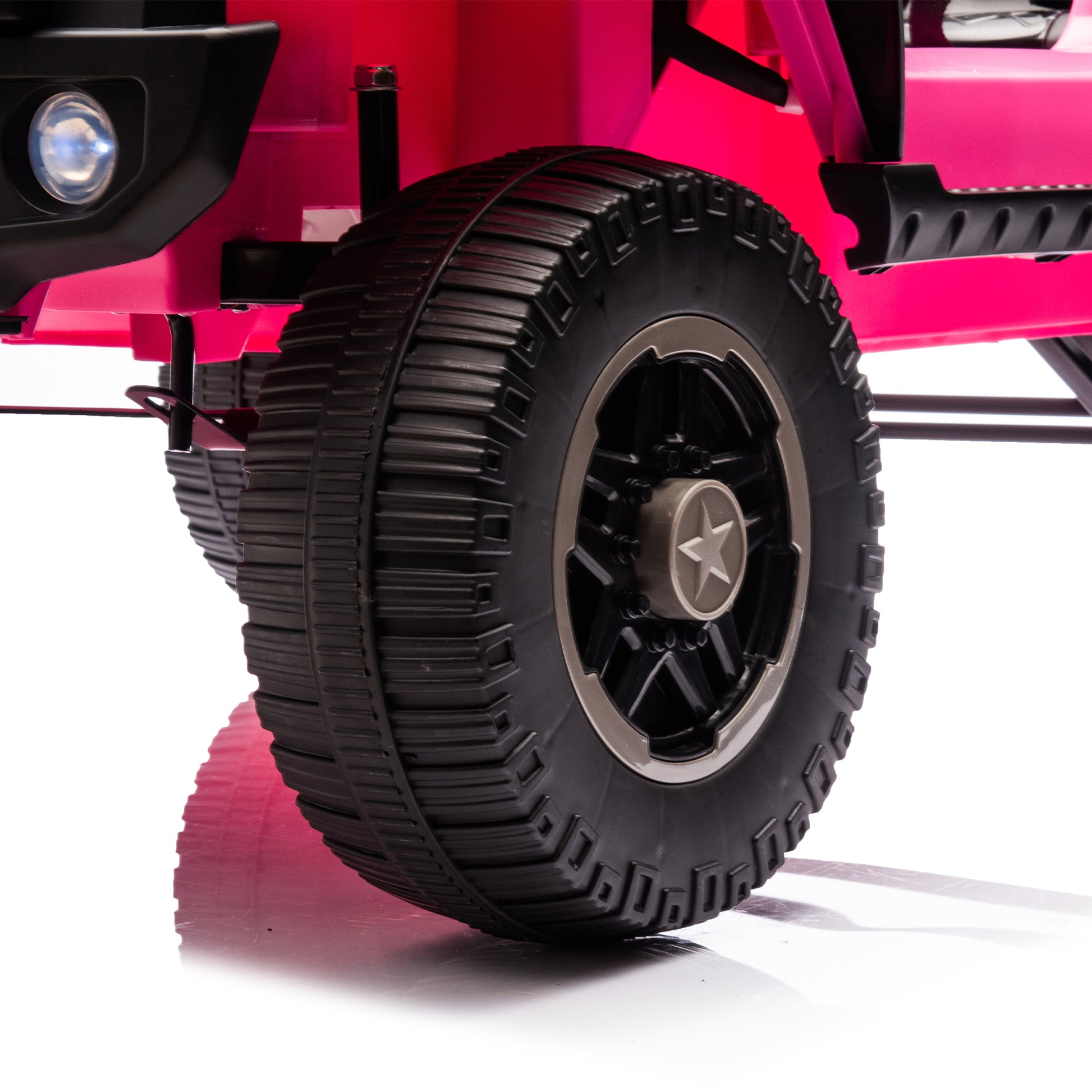 24V Two Seater Kids Ride On Truck Car W Parents Control,200W*2,Seat Width 20.28In,Four Wheel Suspension,Led Lights,Music,Mp3,Bluetooth,Two Independent Seat Belts,Suitable For Off Road For Kids Aged 3 Pink 100 149 Lbs Polypropylene