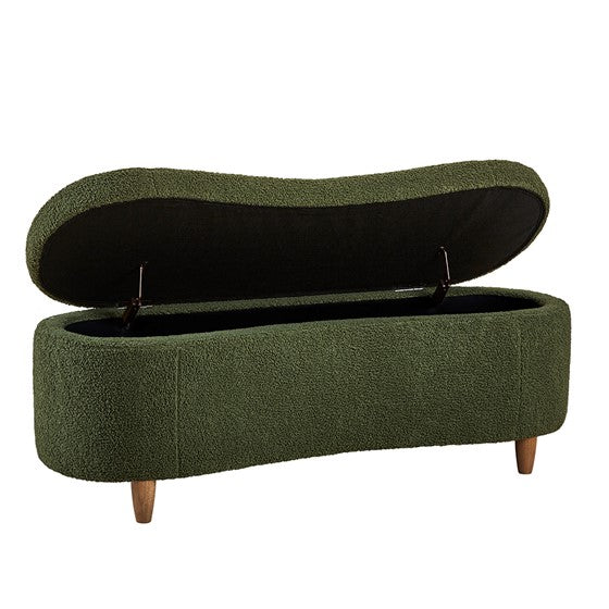 Boucle Flip Top Storage Bench Green See Below Green Wood