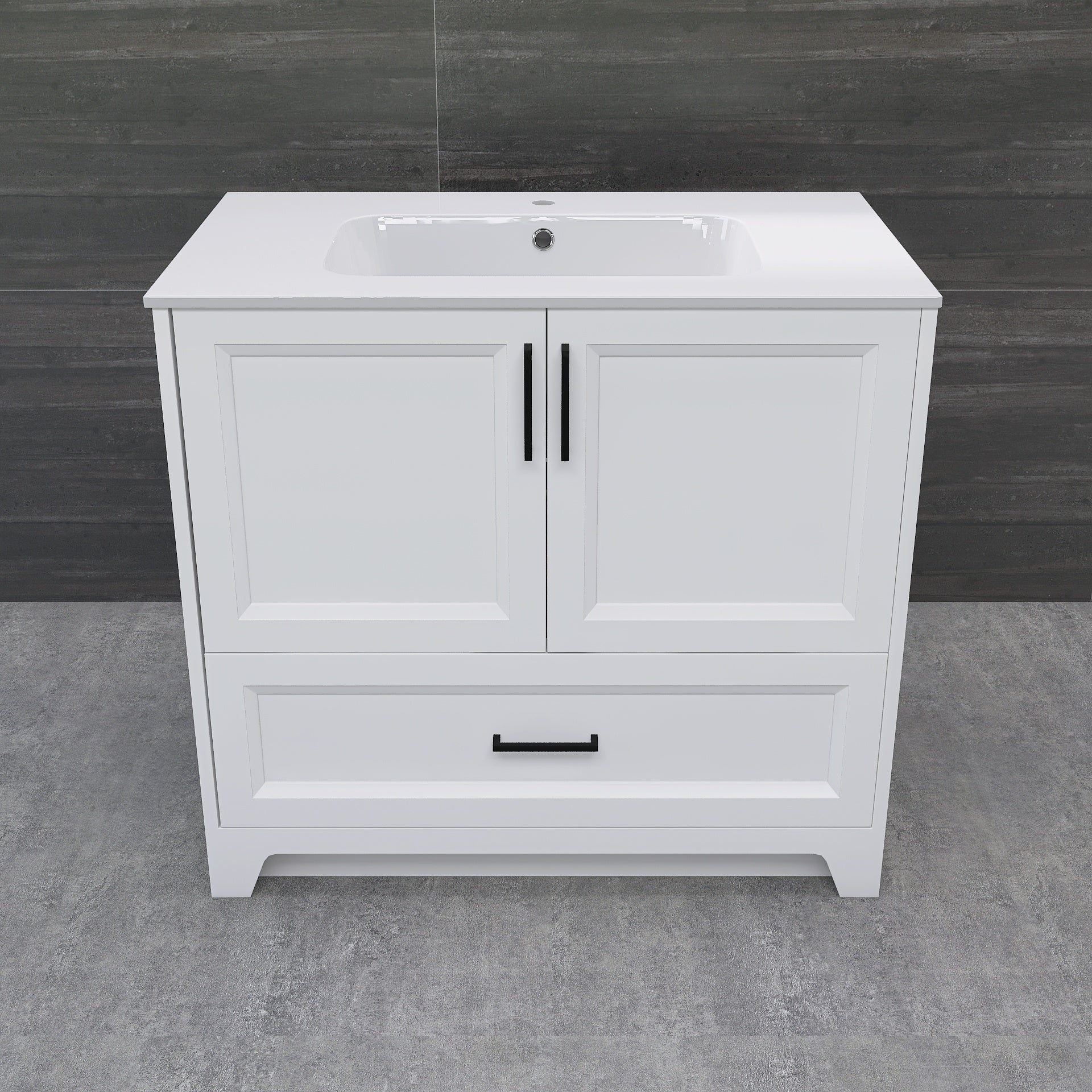 Solid Wood 36 Inch Bathroom Vanity With Single Sink Combo, Modern Vanity Cabinet With 2 Soft Closing Doors & 1 Full Extension Dovetail Drawer White 1 White 2 1 36 To 47 In 32 To 35 In Soft Close Doors Bathroom Freestanding Luxury,Modern 20 25 Inches