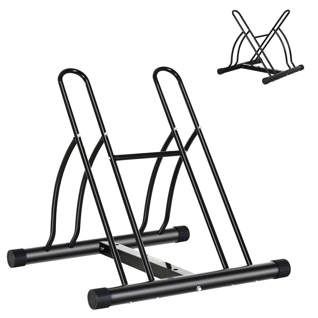 Soozier Bike Rack Floor Stand, 2 Bike Direction Adjustable Bicycle Park For Garage, Free Standing Storage Black Steel