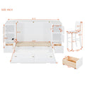 Full Size Murphy Bed With Drawers, Cabinets And Usb Ports,White Full White Mdf Lvl