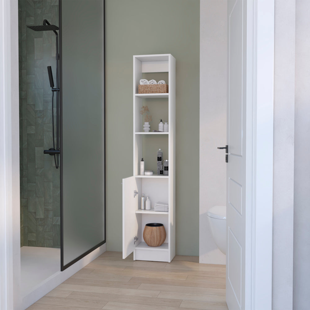 Linen Cabinet Marion, Bathroom, White White Particle Board Engineered Wood