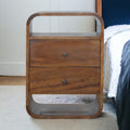 Solid Wood Chestnut Curve 2 Drawer Nightstand Brown 2 Drawers Drawer Storage Modern Mango Drawers Chestnut Solid Wood