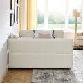 Daybed With Trundle Upholstered Tufted Sofa Bed, With Two Drawers, Queen Size, Boucle Fabric, Beige 88