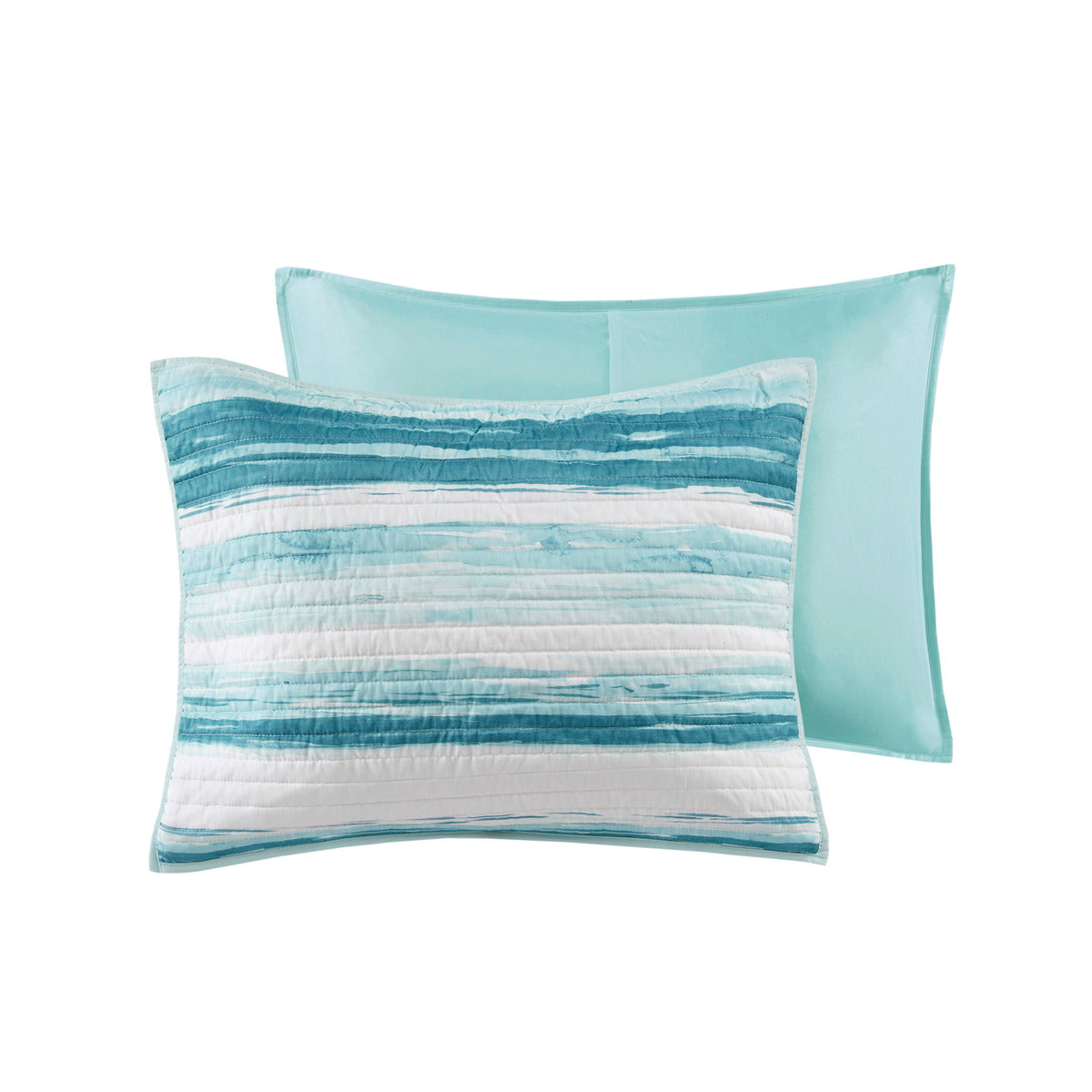 6 Piece Printed Quilt Set With Throw Pillows Aqua King Cal King King Aqua Cotton